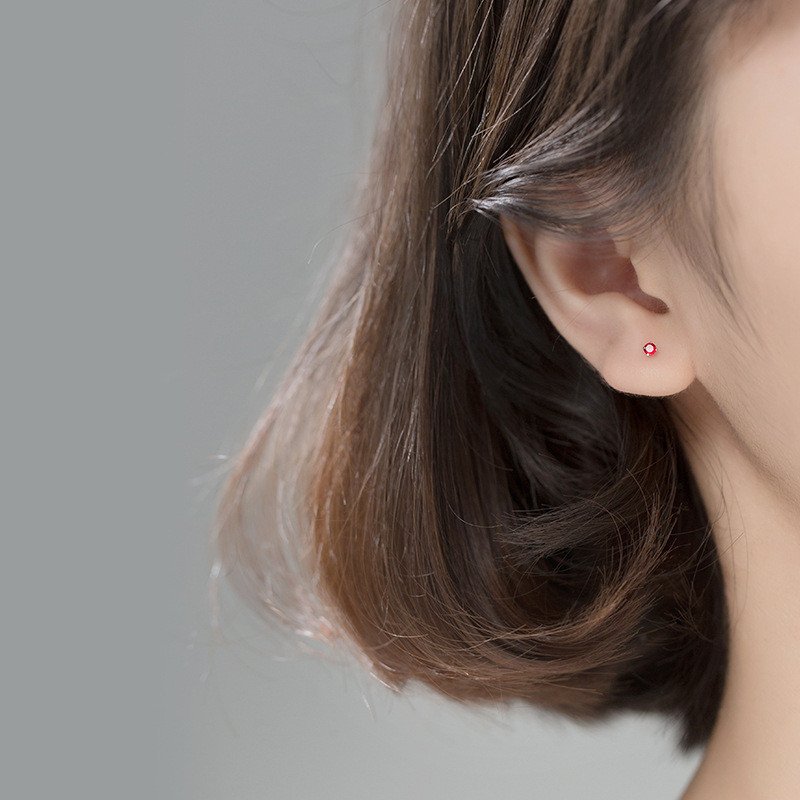 Mini Round Colorful Zircon Stud Earrings - Image 5