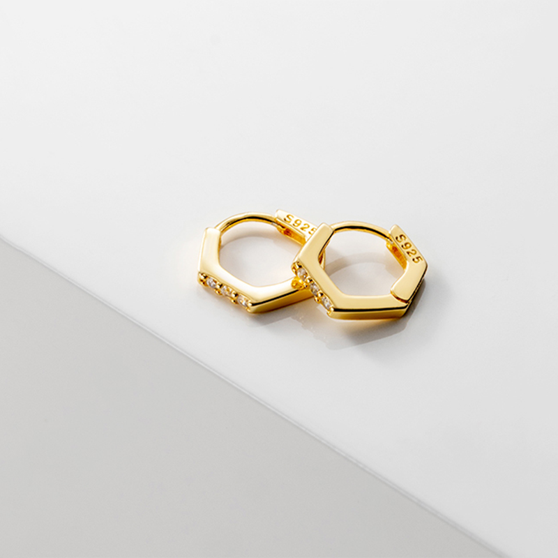 Mini Hexagonal Hoop Earrings - Image 3