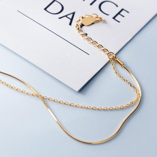 Double Gold Snake Bone & Chain Bracelet - Image 8