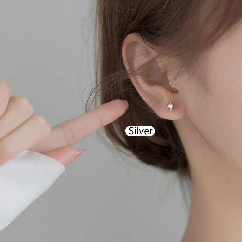 Mini Pearl Stud Earrings - Image 2