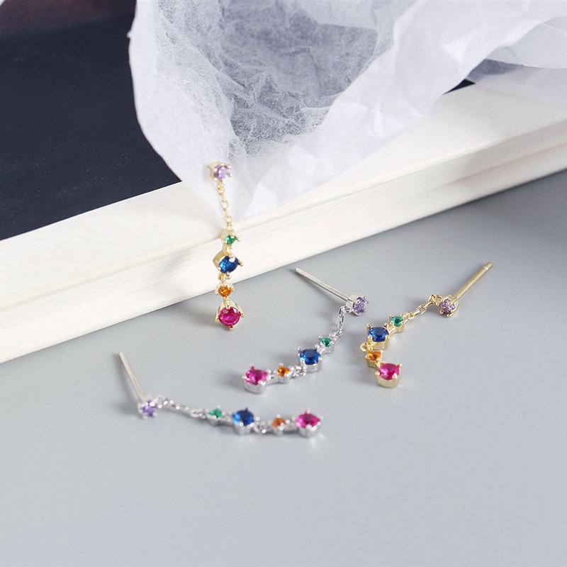Colorful Zircon Tassel Earrings - Image 8