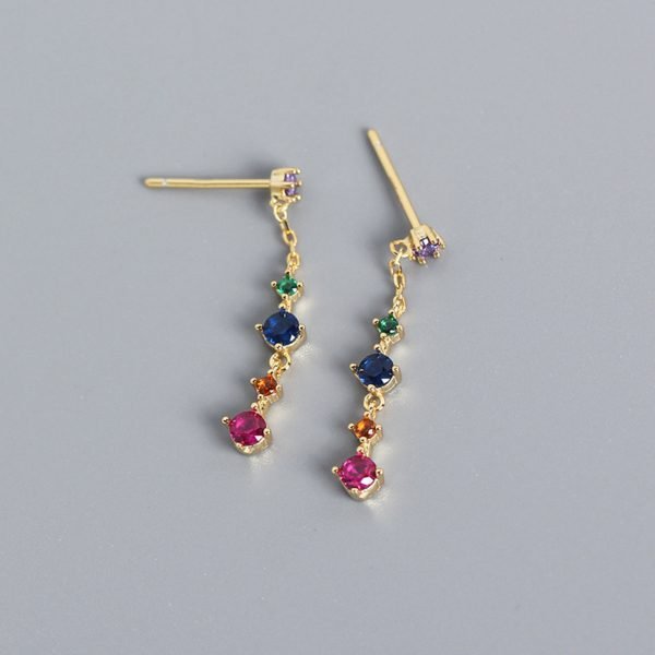 Alternative view of Colorful Zircon Tassel Earrings