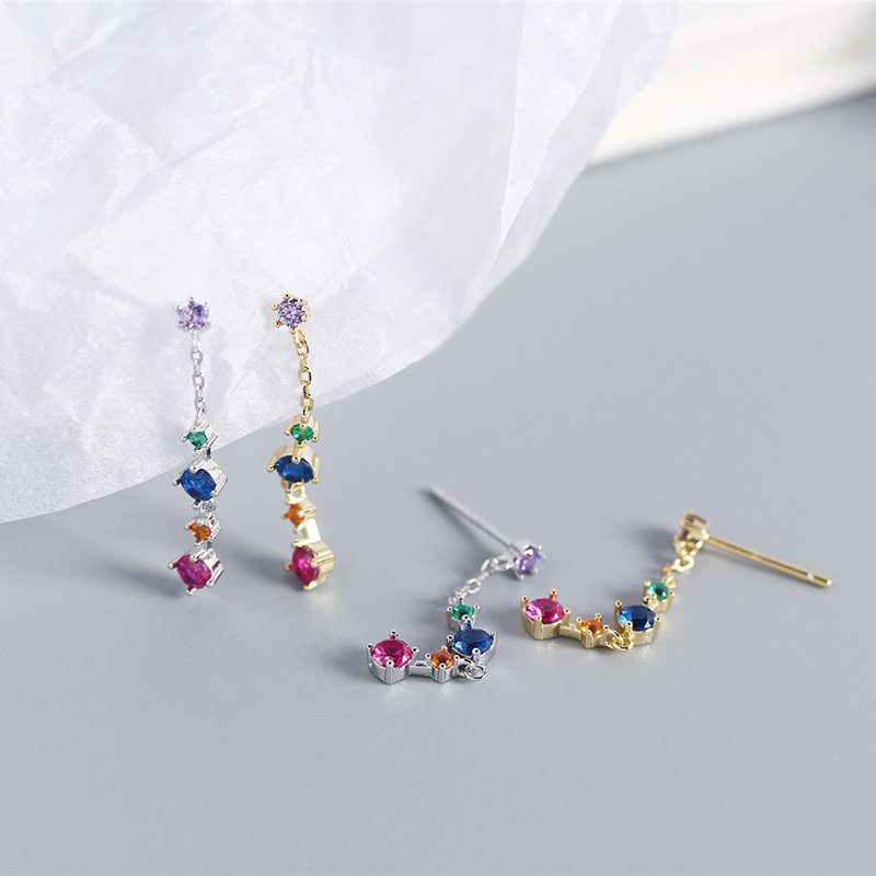 Colorful Zircon Tassel Earrings - Image 5