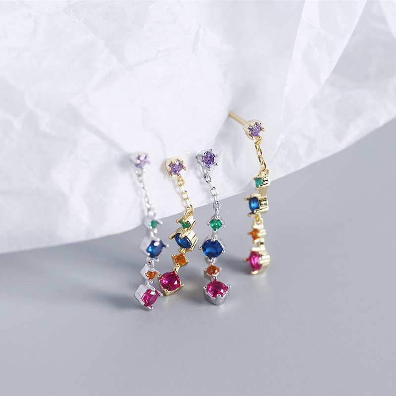 Colorful Zircon Tassel Earrings - Image 9