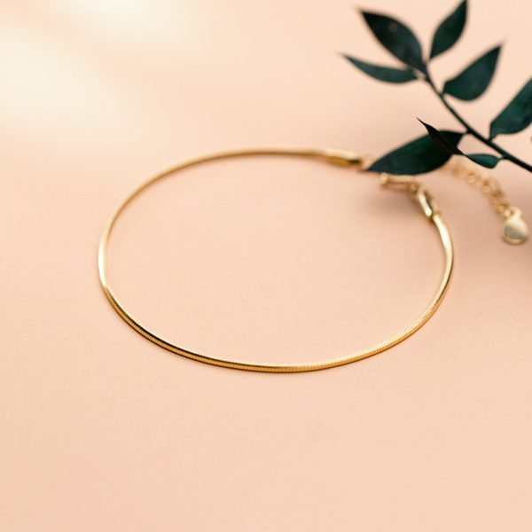 Alternative view of Minimalist Golden Snake Bone Chain Bracelet