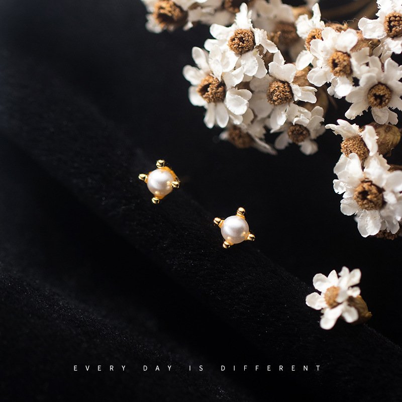 Mini Pearl Stud Earrings - Image 8