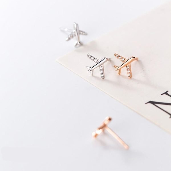 Alternative view of Mini Airplane Stud Earrings