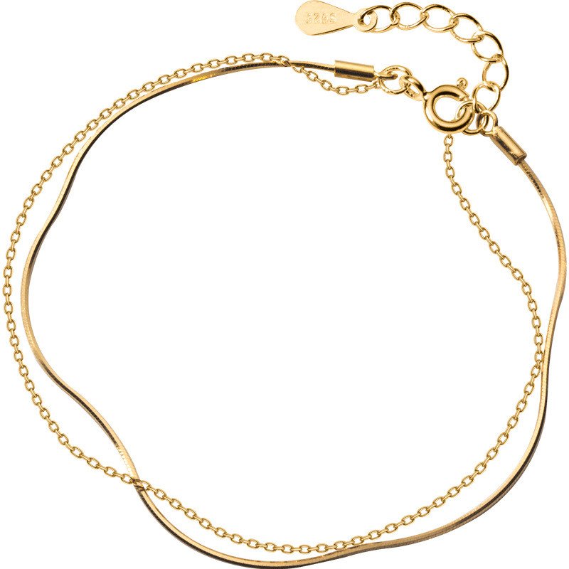 Double Gold Snake Bone & Chain Bracelet - Image 6