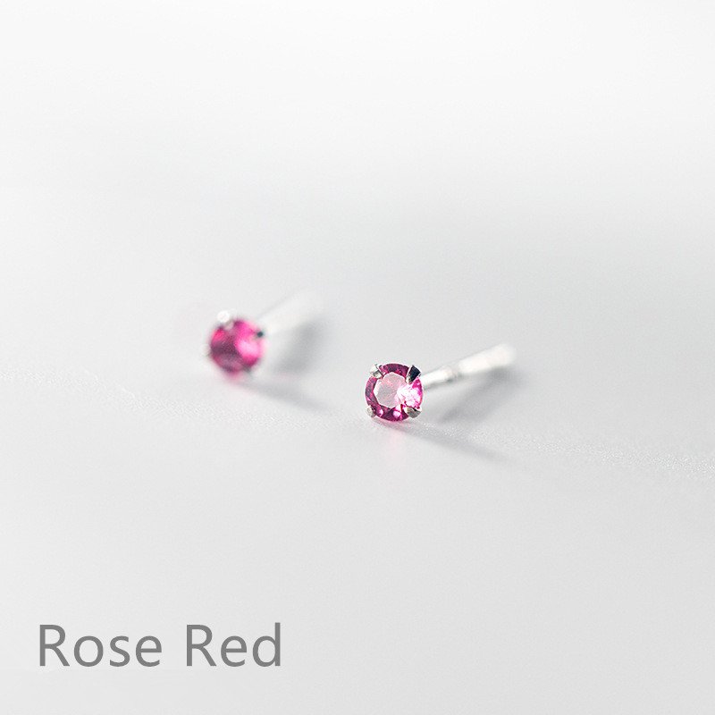 Mini Round Colorful Zircon Stud Earrings - Image 9