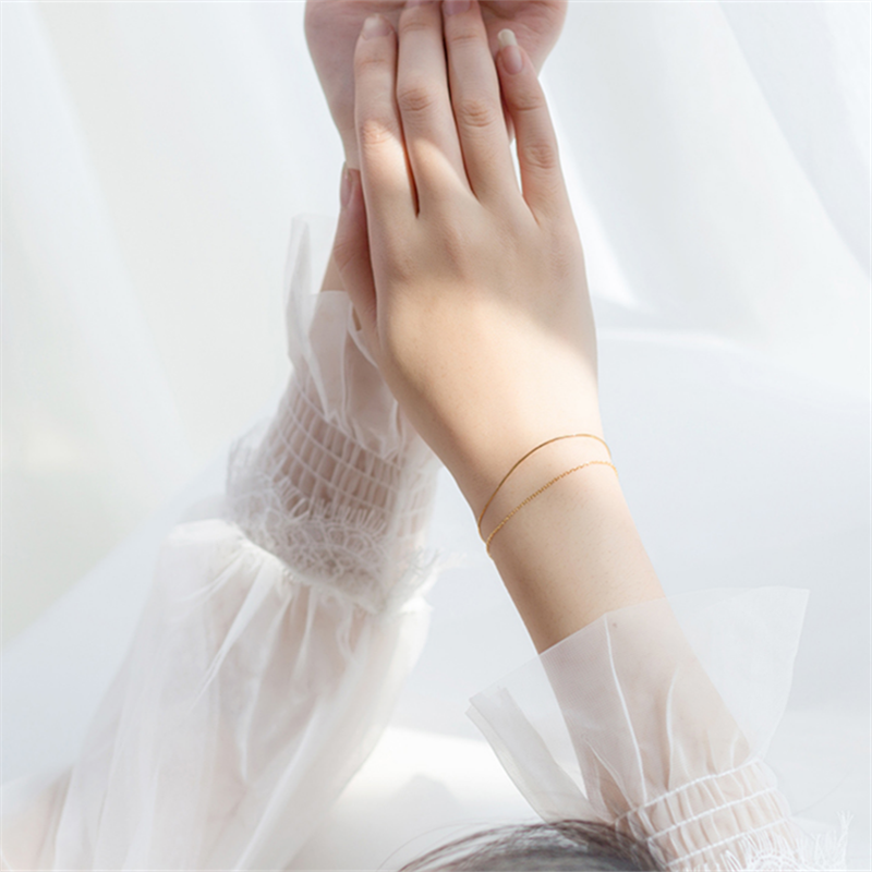 Double Gold Snake Bone & Chain Bracelet - Image 5