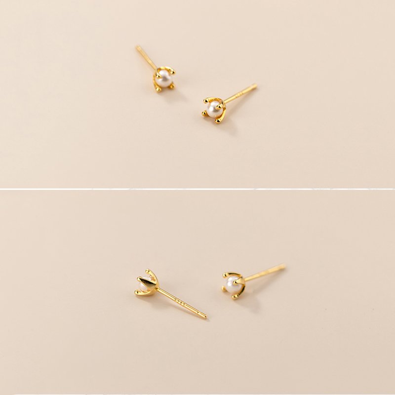 Mini Pearl Stud Earrings - Image 6
