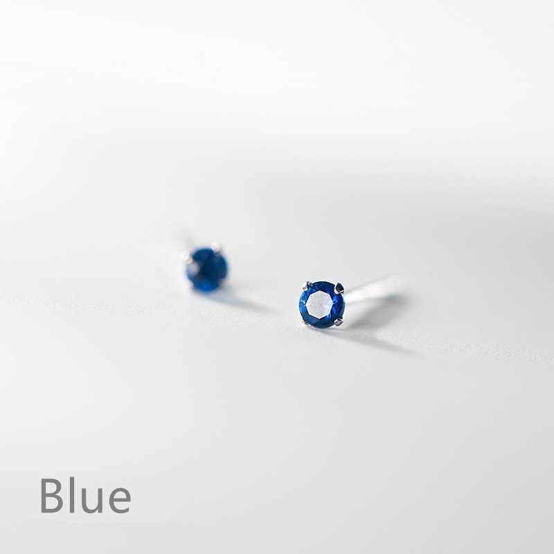 Mini Round Colorful Zircon Stud Earrings - Image 4