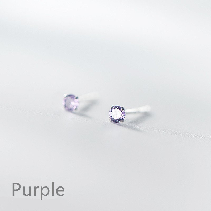 Mini Round Colorful Zircon Stud Earrings - Image 10