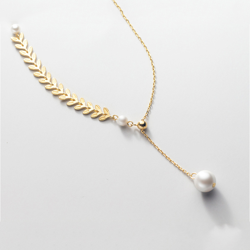 Wheat Ear Leaf Pearl Necklace - Image 9