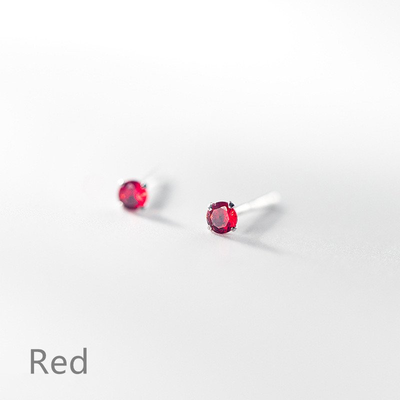 Mini Round Colorful Zircon Stud Earrings - Image 6