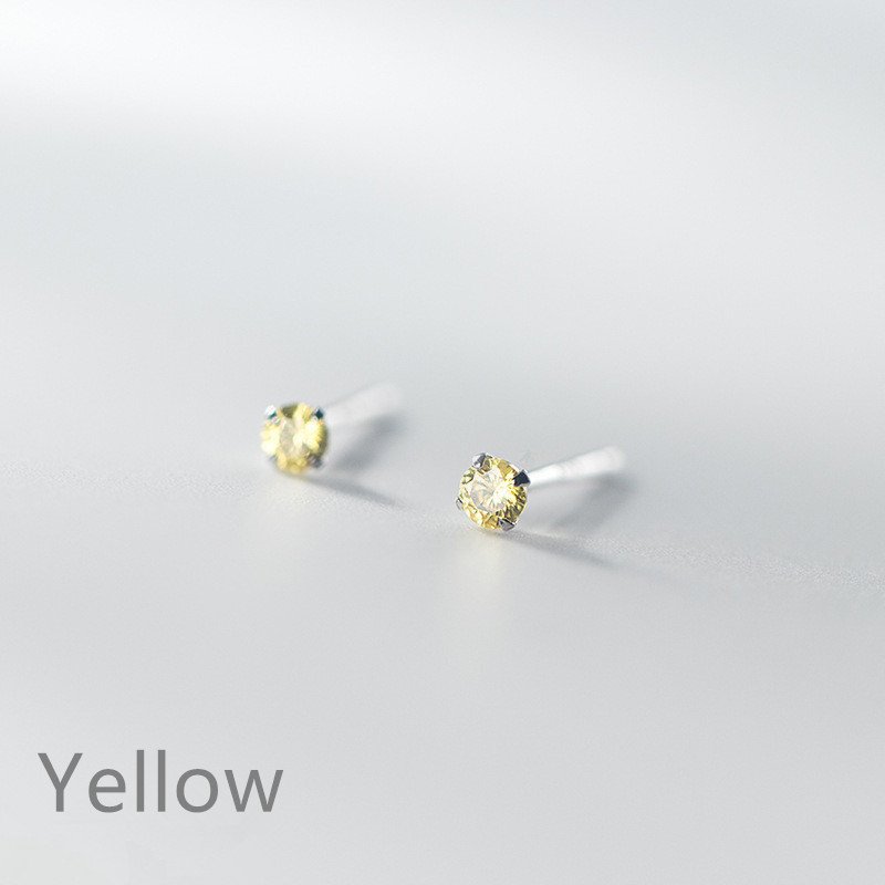 Mini Round Colorful Zircon Stud Earrings - Image 11