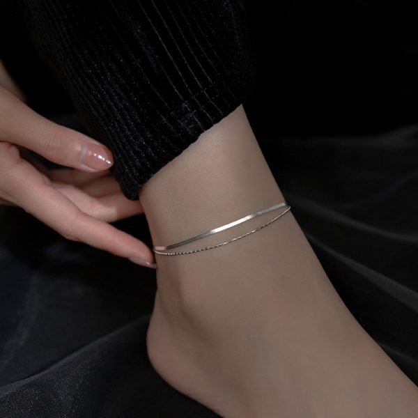 Double Chain Anklet In The Form Of A Snake Bone And Beans