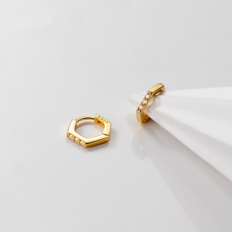 Mini Hexagonal Hoop Earrings - Image 6