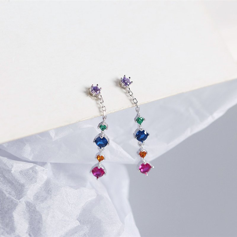 Colorful Zircon Tassel Earrings - Image 7