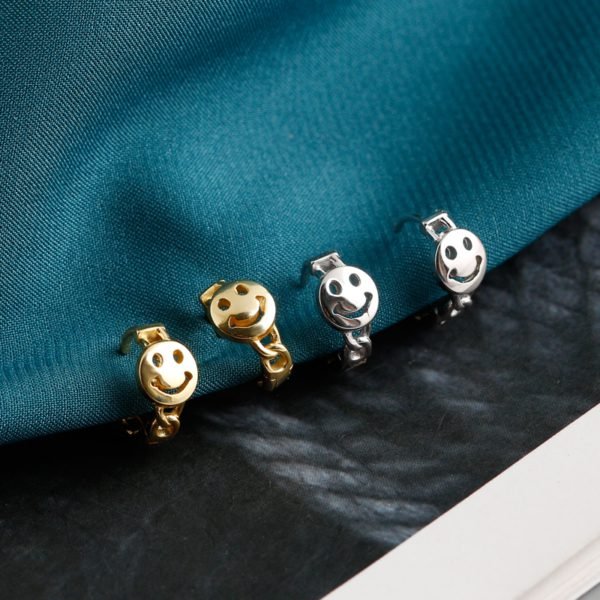 Alternative view of Cuban Chain Smile Hoop Earrings