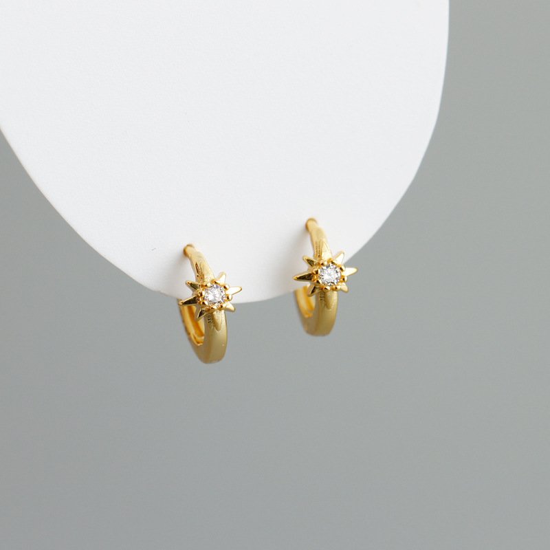 Zircon Star Hoop Earrings - Image 8