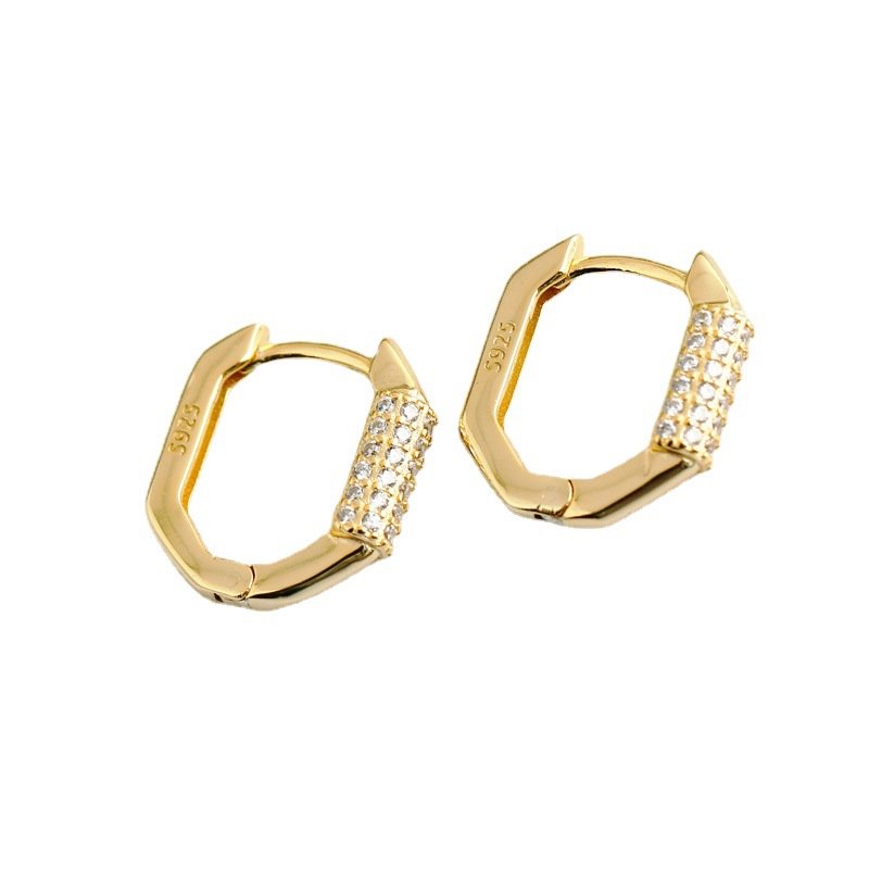 Crystal-Embellished Geometric Hoop Earrings - Image 11