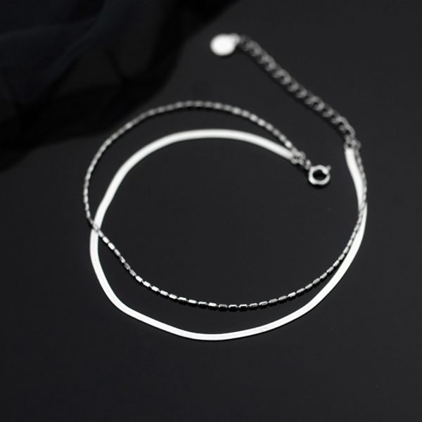 Alternative view of Double Chain Anklet In The Form Of A Snake Bone And Beans