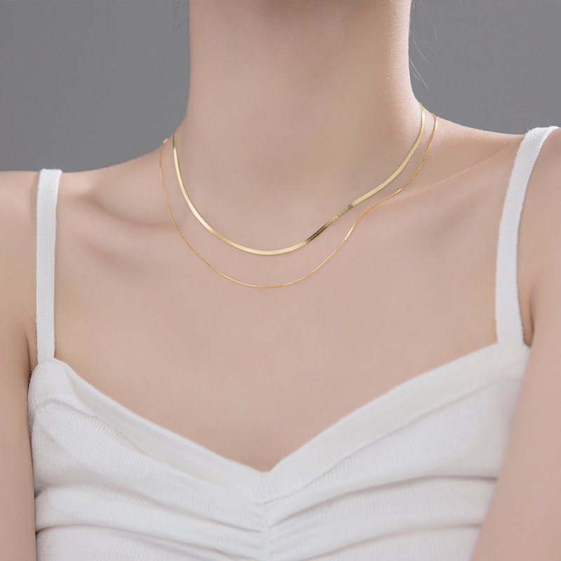 Double Snake Bone Chain Necklace - Image 5