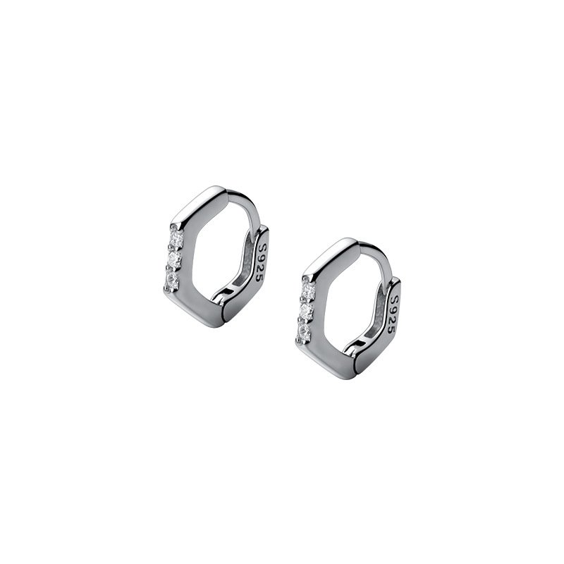 Mini Hexagonal Hoop Earrings - Image 5
