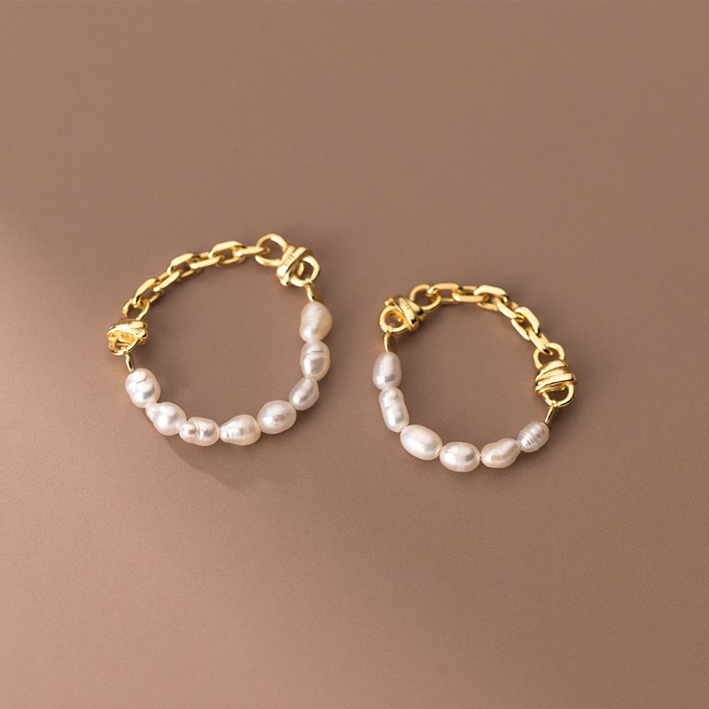 Pearl Elegance Chain Band Ring - Image 5