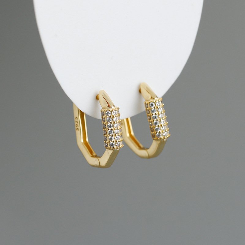 Crystal-Embellished Geometric Hoop Earrings - Image 7