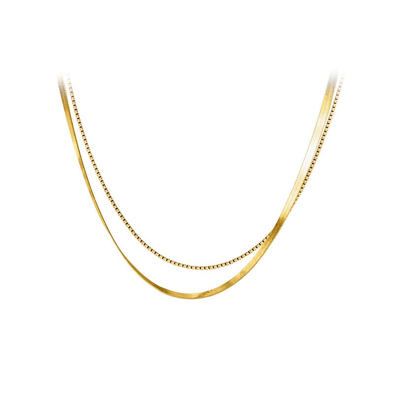 Double Snake Bone Chain Necklace - Image 4