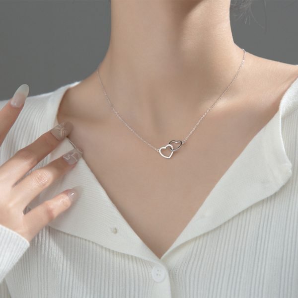 Alternative view of Interconnected Love Hearts Pendant Necklace