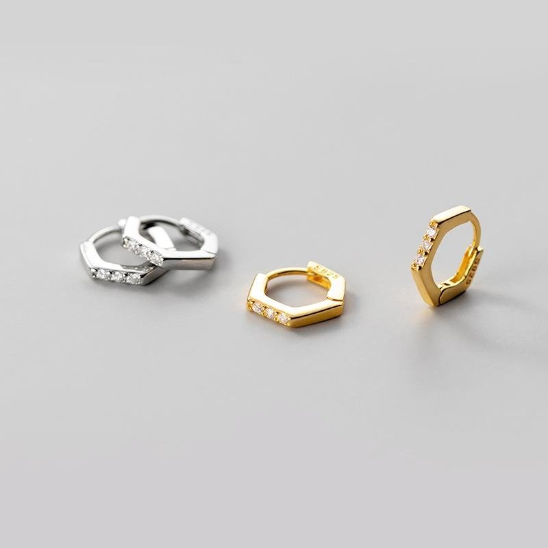 Mini Hexagonal Hoop Earrings - Image 9