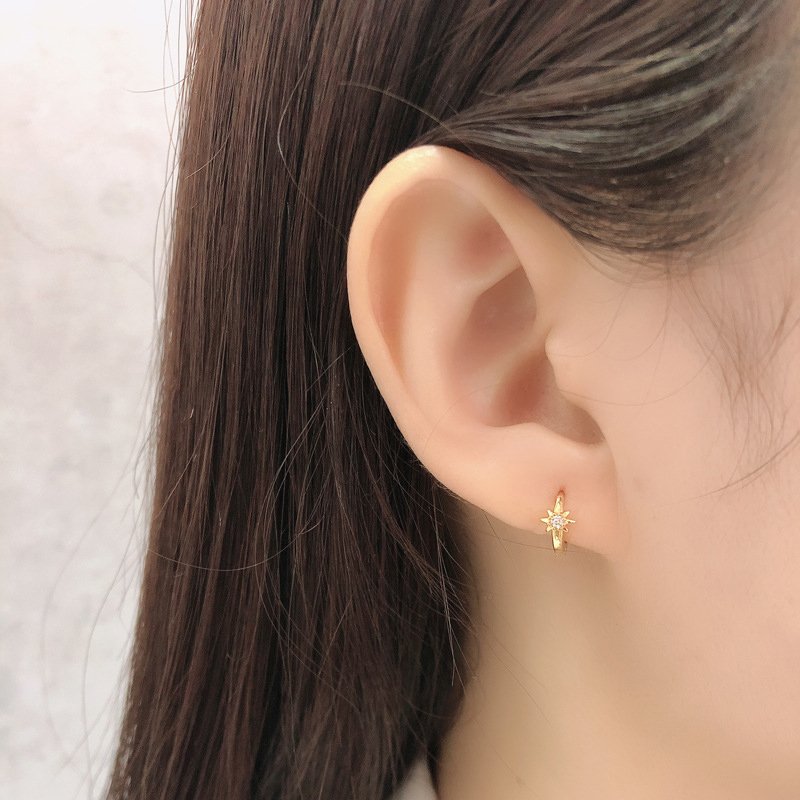 Zircon Star Hoop Earrings - Image 6
