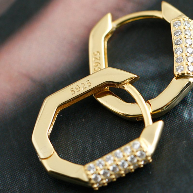 Crystal-Embellished Geometric Hoop Earrings - Image 3