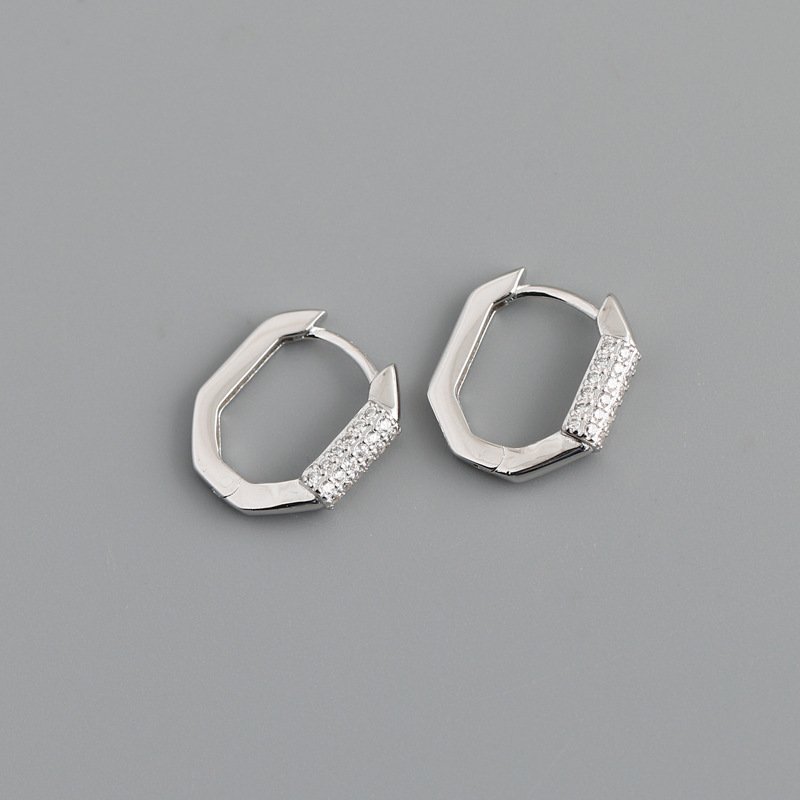 Crystal-Embellished Geometric Hoop Earrings - Image 4
