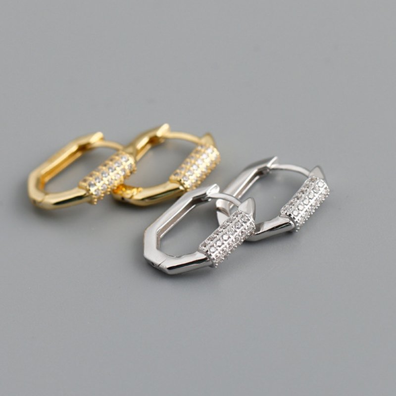 Crystal-Embellished Geometric Hoop Earrings - Image 8