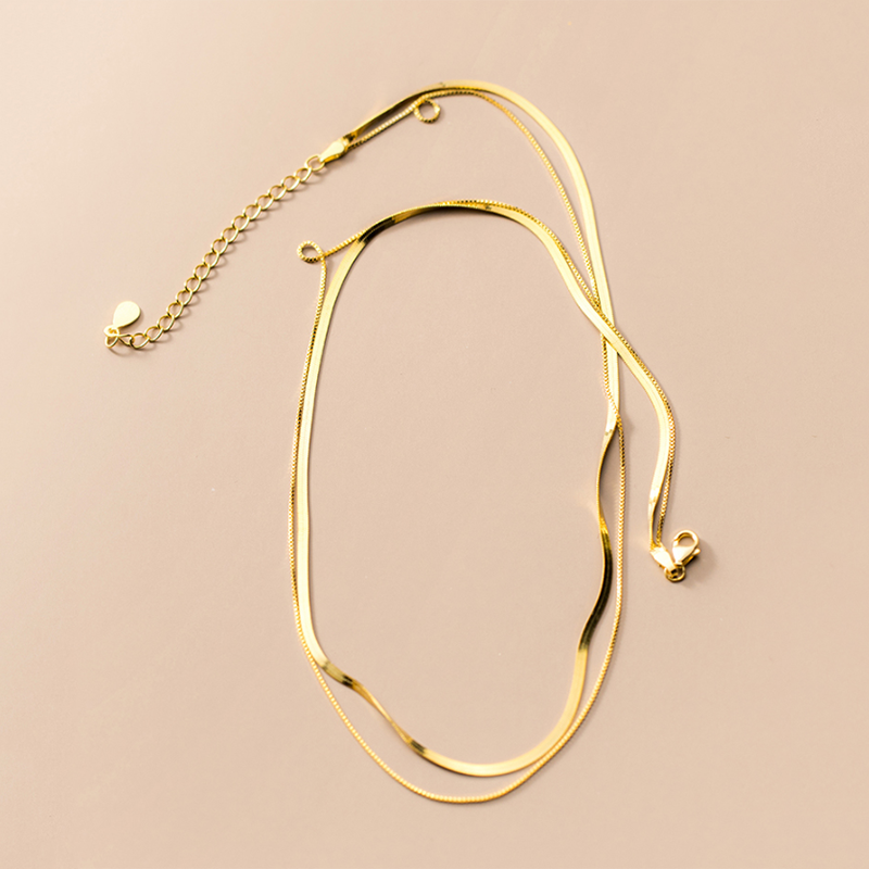 Double Snake Bone Chain Necklace - Image 3