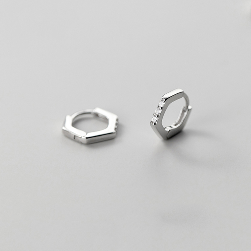 Mini Hexagonal Hoop Earrings - Image 8