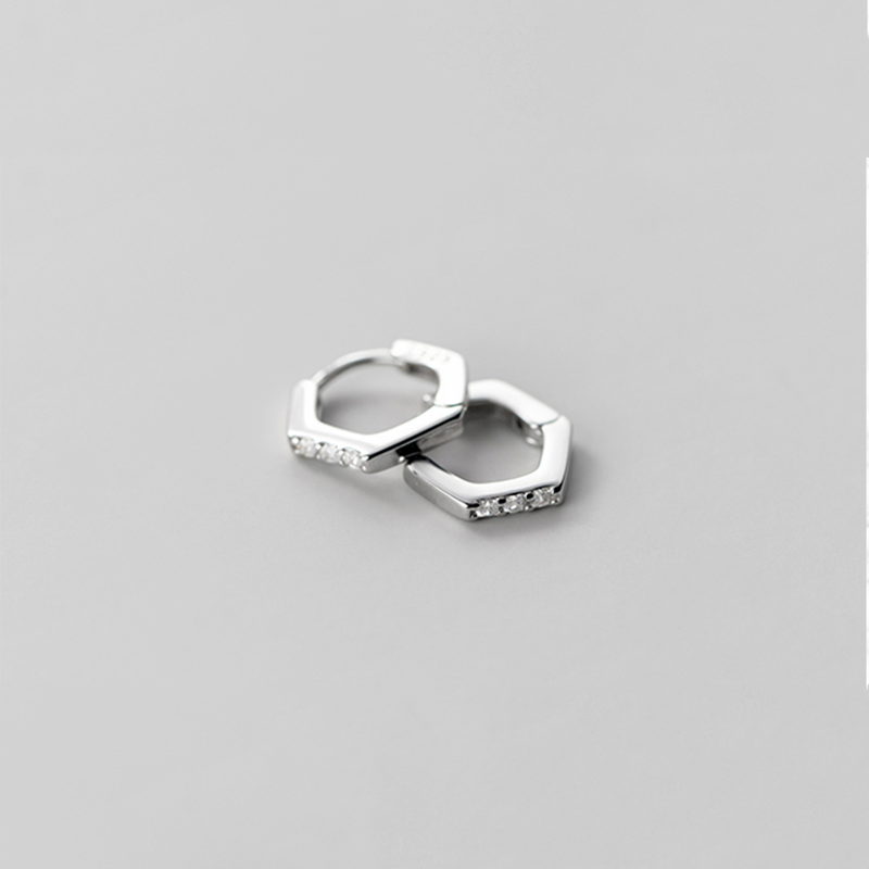 Mini Hexagonal Hoop Earrings - Image 4