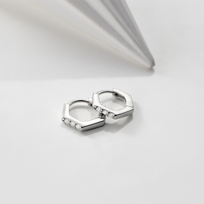 Mini Hexagonal Hoop Earrings - Image 7