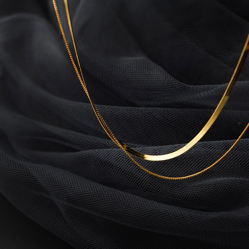 Double Snake Bone Chain Necklace - Image 6