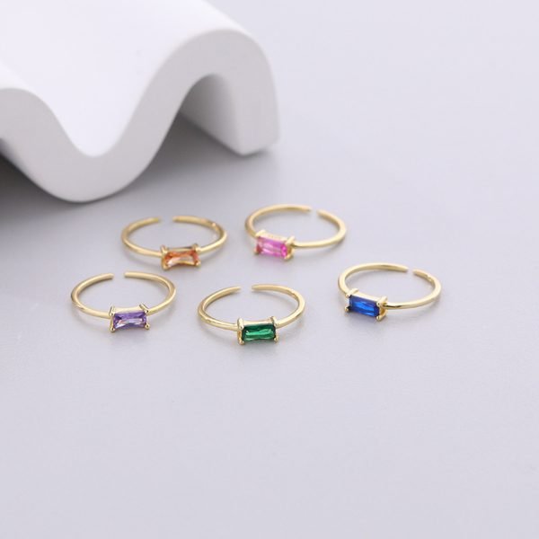 Alternative view of Simple Rectangle Zircon Rings