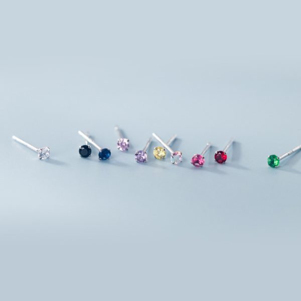 Alternative view of Mini Round Colorful Zircon Stud Earrings