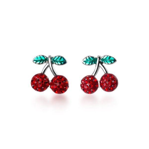 Alternative view of Red Zircon Cherry Stud Earrings