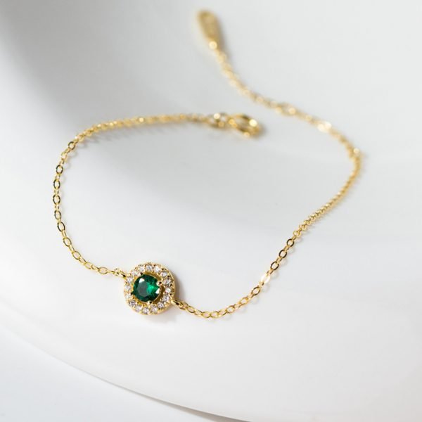 Alternative view of Luxe Emerald Zircon Link Charm Bracelet