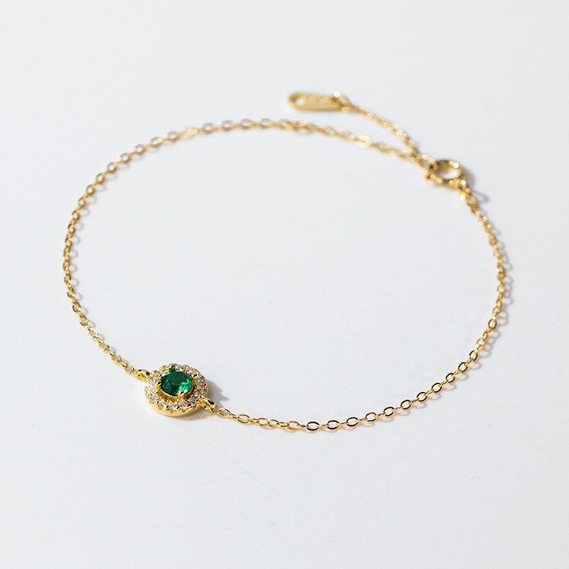 Luxe Emerald Zircon Link Charm Bracelet - Image 3
